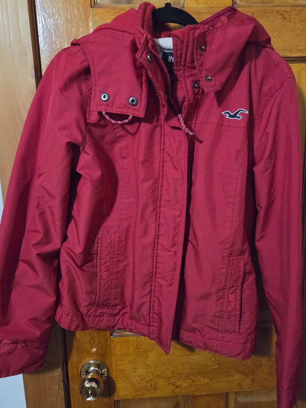 Hollister Women's Red Hooded Jacket